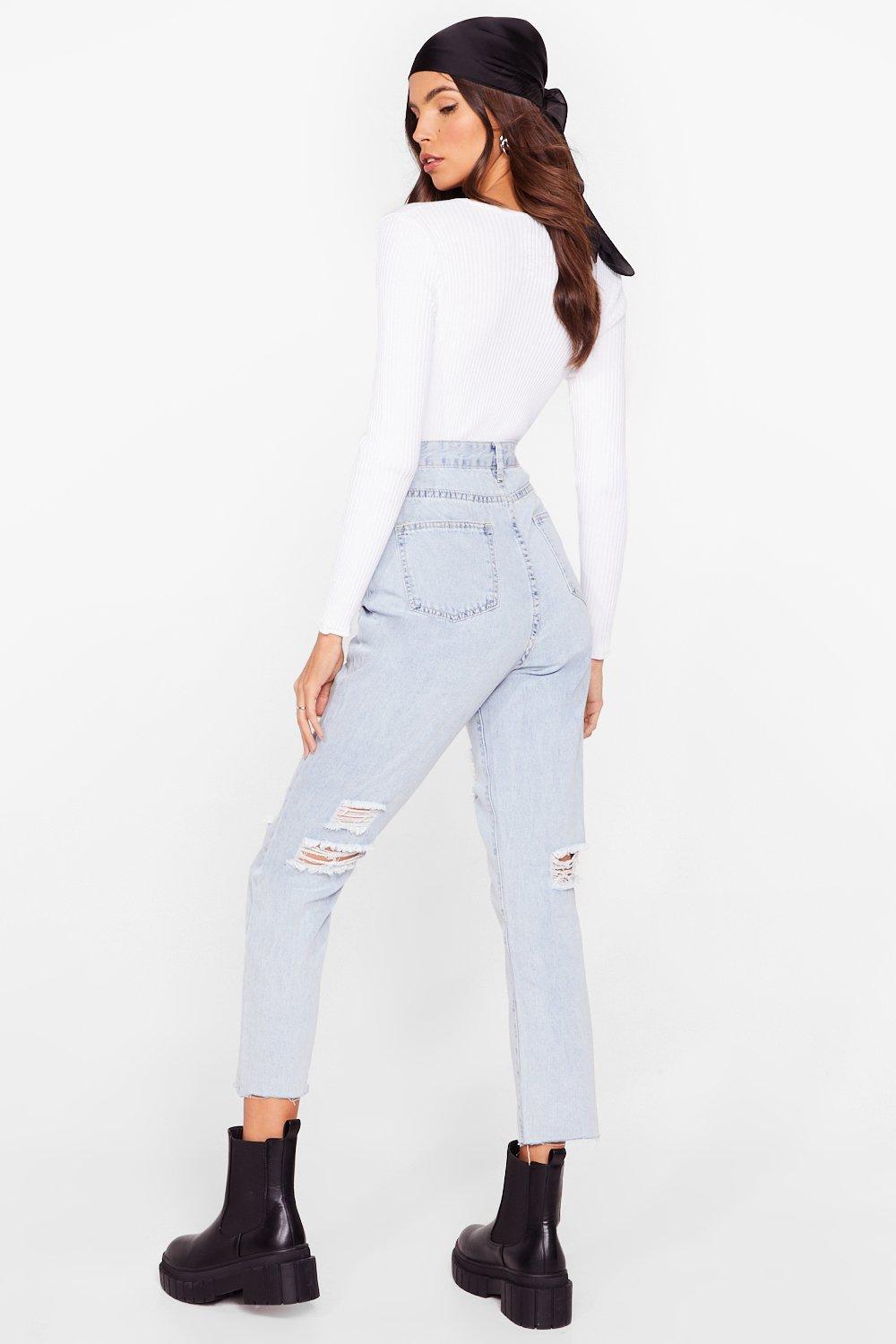 Mom jeans hot sale with holes